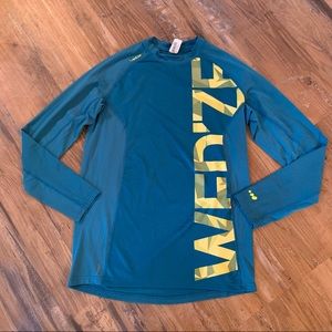 Oxylane Wed'Ze Men M Medium Compression Shirt Blue Long Sleeve